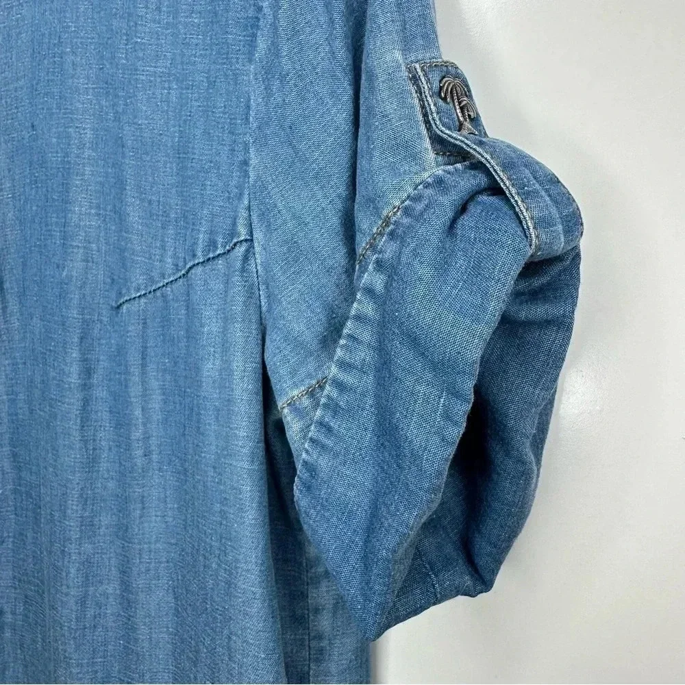 ALLSAINTS Chambray Calla Bay Linen Blend Shirt Dress Size 0 - Picture 7 of 11